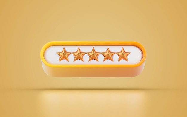 Cliente o cliente revisión de cinco estrellas retroalimentación experiencia satisfacción antecedentes conceptos de render 3d
