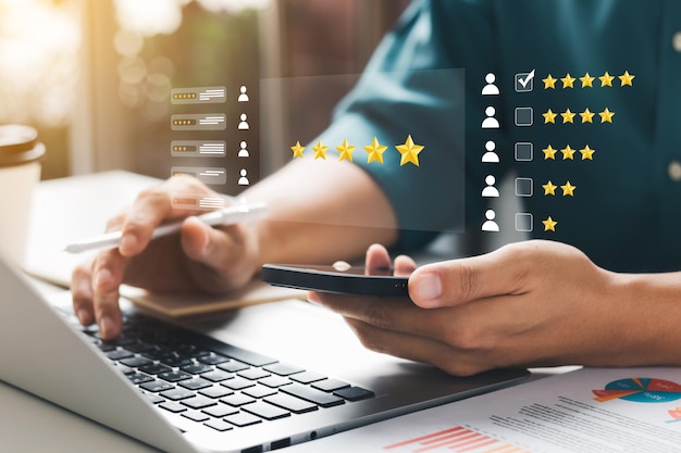 El cliente puede evaluar la calidad del servicio que conduce a la clasificación de la reputación de la empresa.