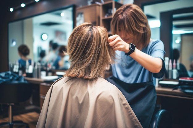 Foto cliente recebendo cuidados de um profissional de cuidados capilares altamente qualificado profissional de beleza