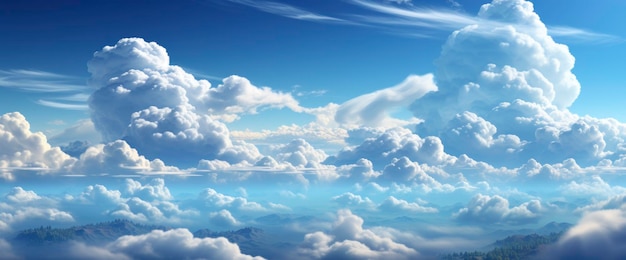 Clima claro Céu azul Nuvens brancas Banner de fundo HD