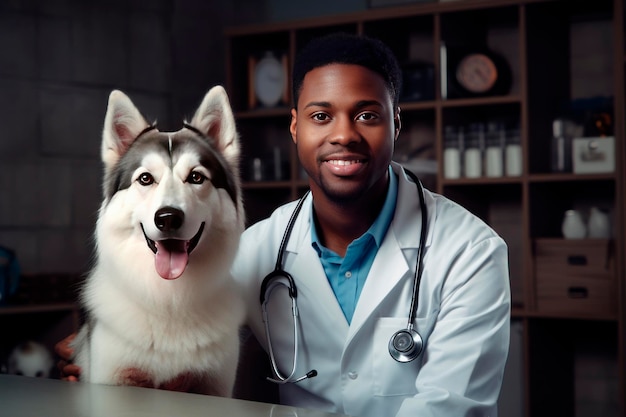 Clínica veterinaria Un perro en una cita con un veterinario Gabinete