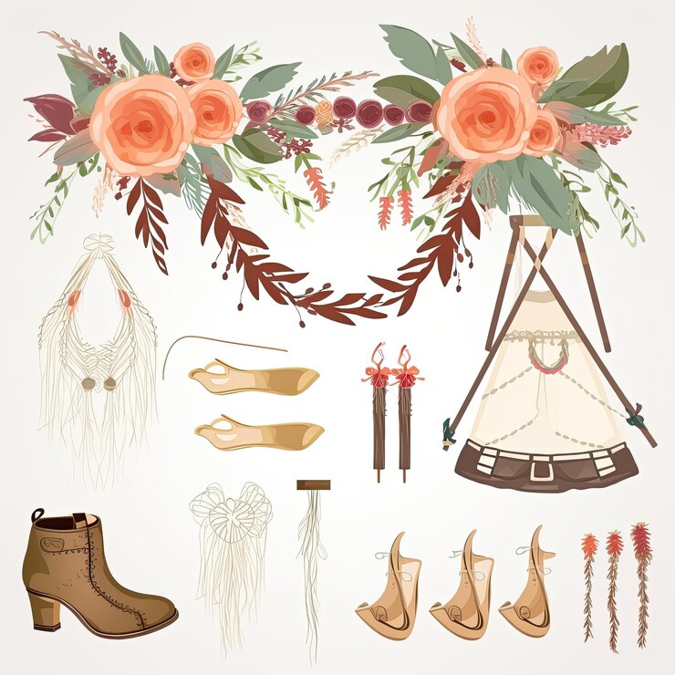 Foto el clip art de la boda boho