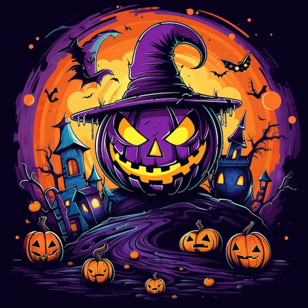 Foto clip art colorido y lindo de halloween en vector