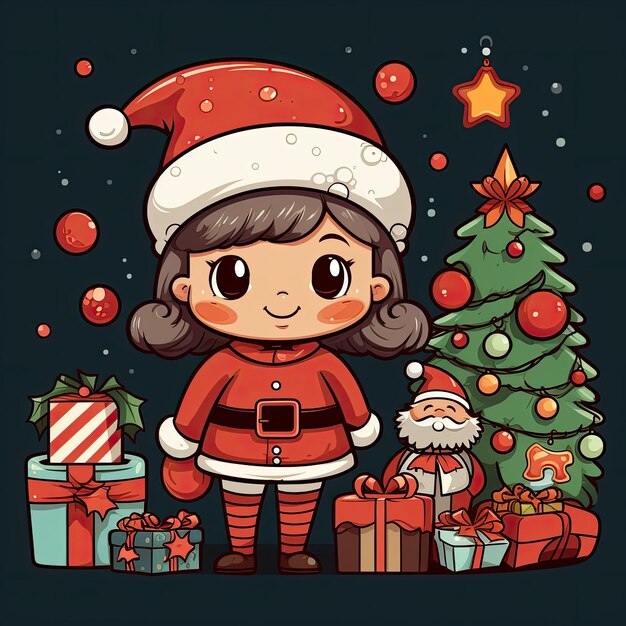 Foto clip art de natal colorido e bonito em vetor 4k