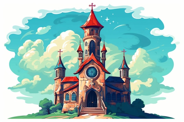 Clip-Art-Illustration der Kirche Generative KI