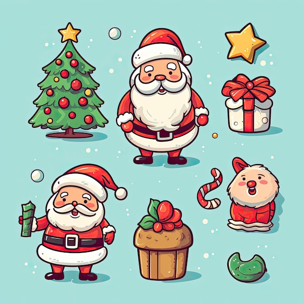 Foto clip art navideño colorido y lindo en vector 4k