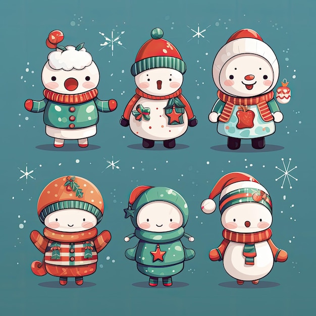 Clip art navideño colorido y lindo en vector 4K