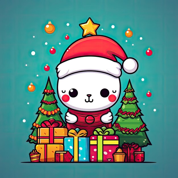 Clip art navideño colorido y lindo en vector 4K