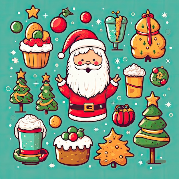 Clip art navideño colorido y lindo en vector 4K