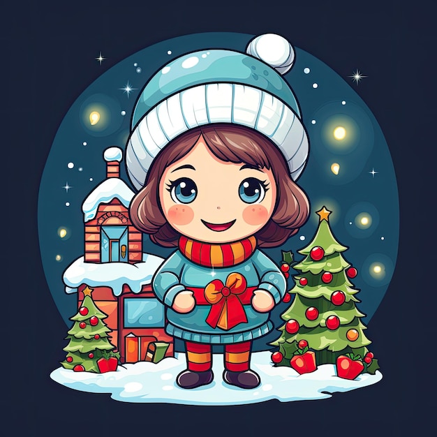 Clip art navideño colorido y lindo en vector 4K