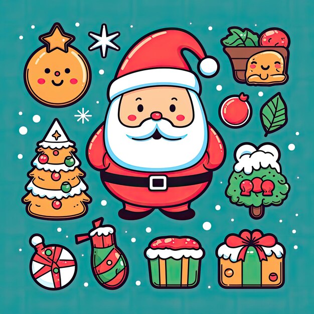 Foto clip art navideño colorido y lindo en vector 4k