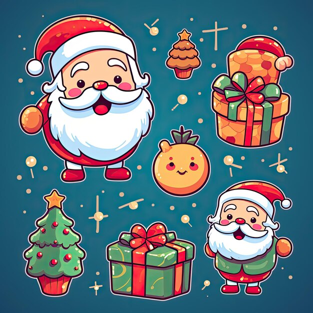 Clip art navideño colorido y lindo en vector 4K