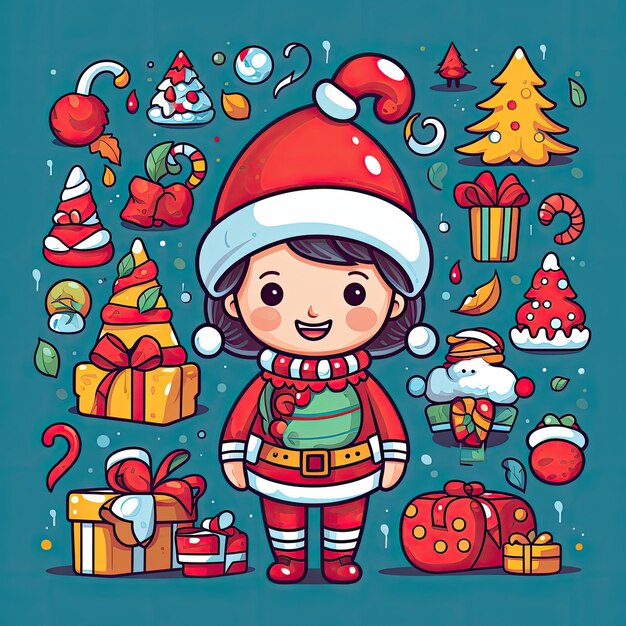 Foto clip art navideño colorido y lindo en vector 4k