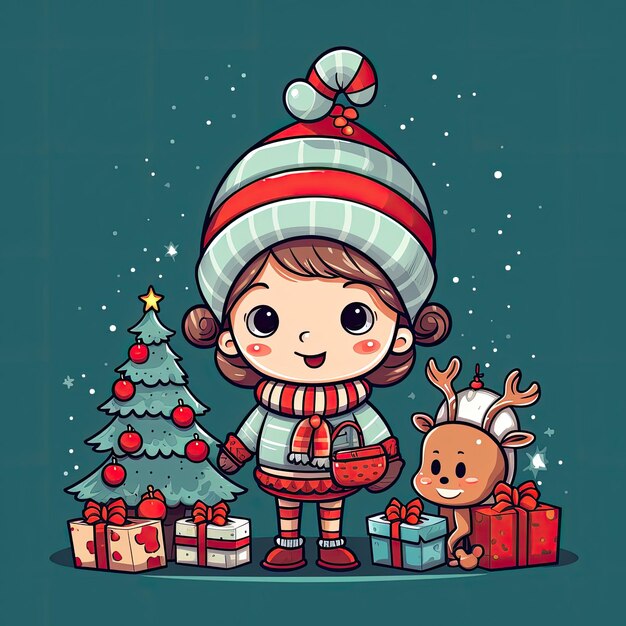 Foto clip art navideño colorido y lindo en vector 4k