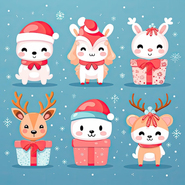 Clip art navideño colorido y lindo en vector 4K