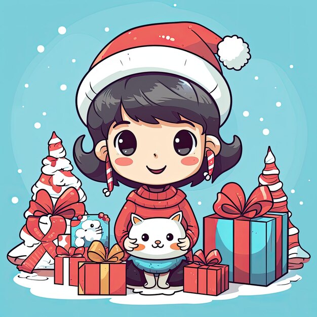 Foto clip art navideño colorido y lindo en vector 4k