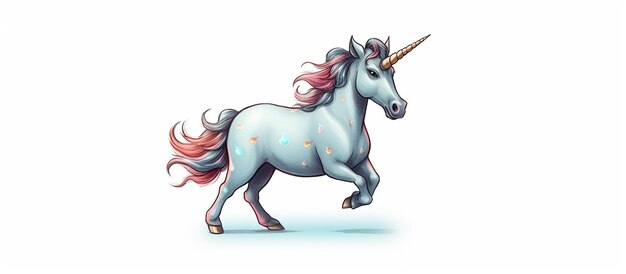 El clip art del unicornio de acuarela aislado