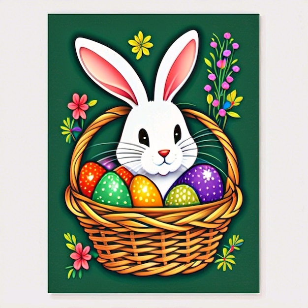 El clip del conejo de Pascua con huevos