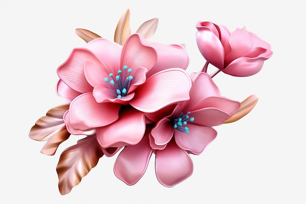 El clip de sublimación de la flor rosa en 3D