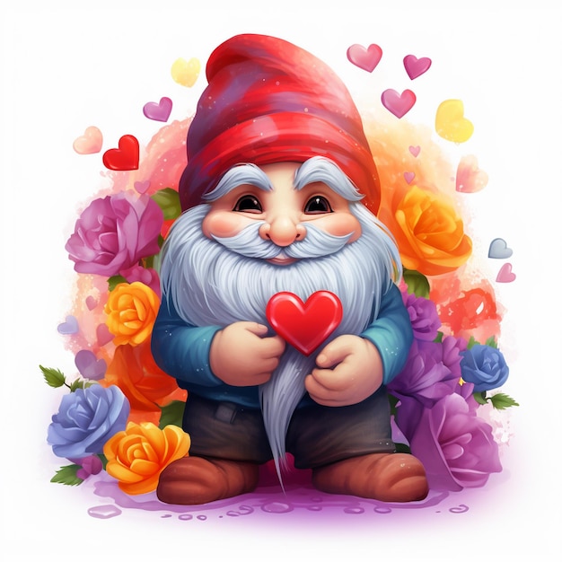 El clipart del arco iris del día de San Valentín de Gnome