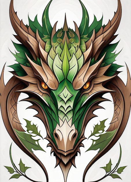 Clipart de arte 2D del dragón de madera verde