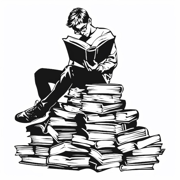 Foto clipart en blanco y negro para la revisión de la literatura académica