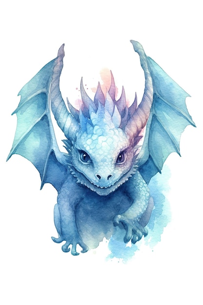 Clipart de aquarela escura bahamut bonito isolado no fundo branco com tecnologia generative ai