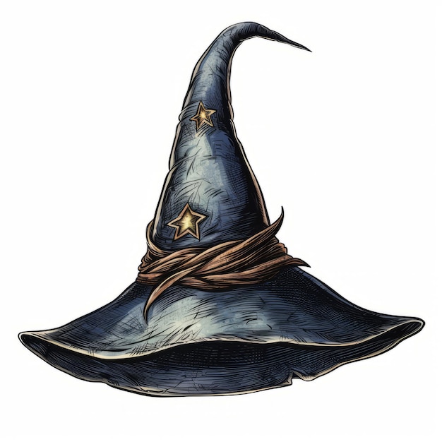 Clipart de chapéu de bruxa com charme místico em um fundo branco