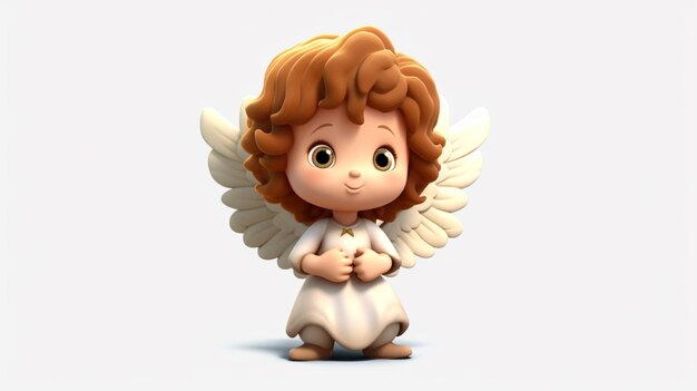 Clipart de Cute anjo fundo branco AI generativo