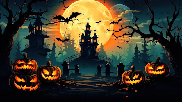 Foto clipart de fronteira de halloween assustador ai gerou ilustração de halloween de alta resolução em fundo branco