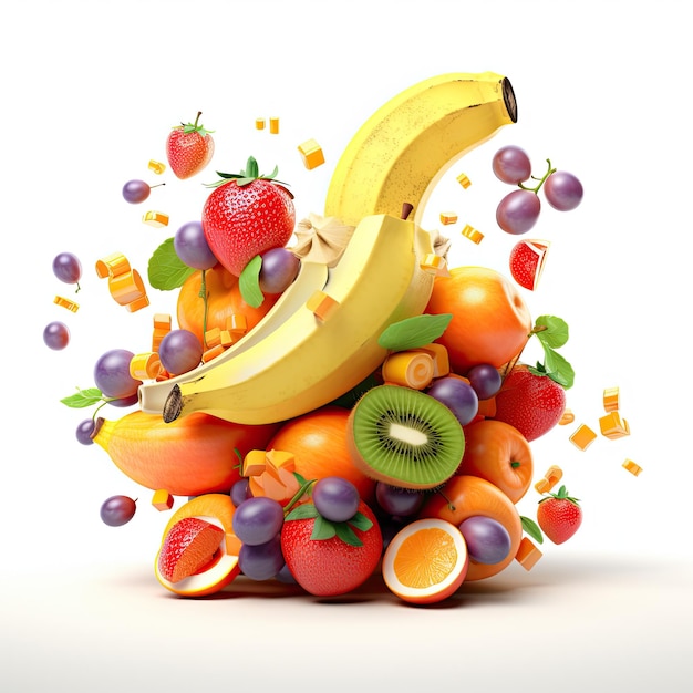 clipart de frutas isolado em um fundo branco ilustração 3D