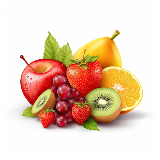 clipart de frutas isolado em um fundo branco ilustração 3D