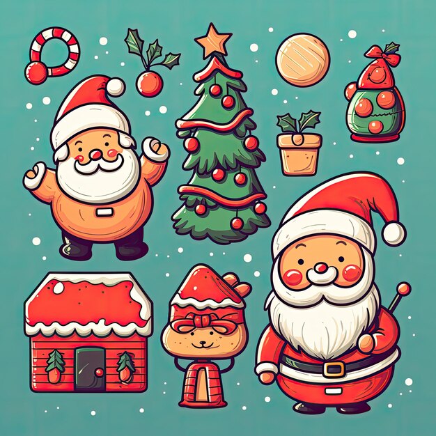 Foto clipart de natal colorido e fofo em vetor 4k