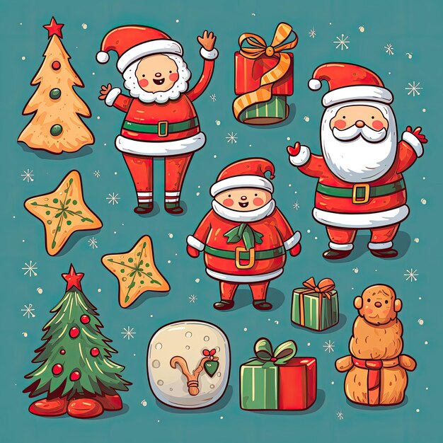 Foto clipart de natal colorido e fofo em vetor 4k