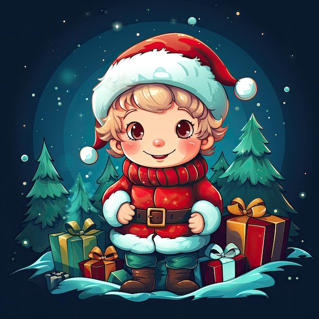 Foto clipart de natal colorido e fofo em vetor 4k