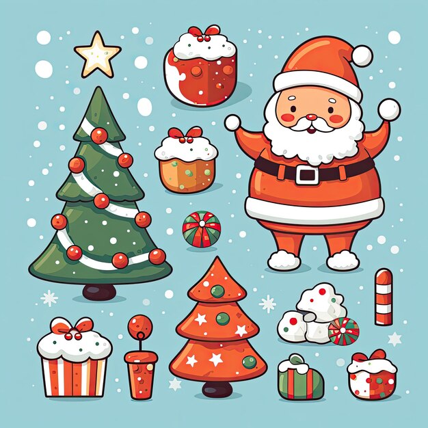 Foto clipart de natal colorido e fofo em vetor 4k