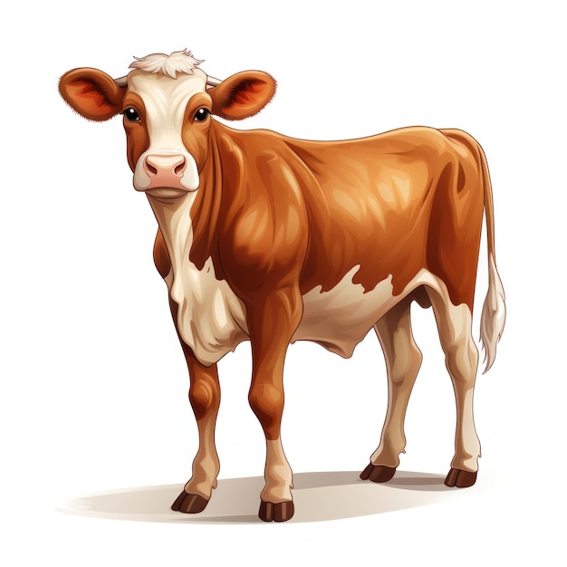 Clipart de vaca de Jersey em fundo branco gerado por IA