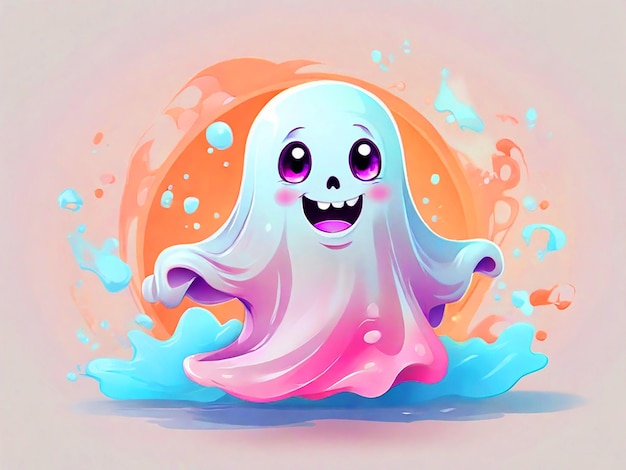 Clipart es un fantasma lindo, es esencial para Halloween, diseño de camiseta.