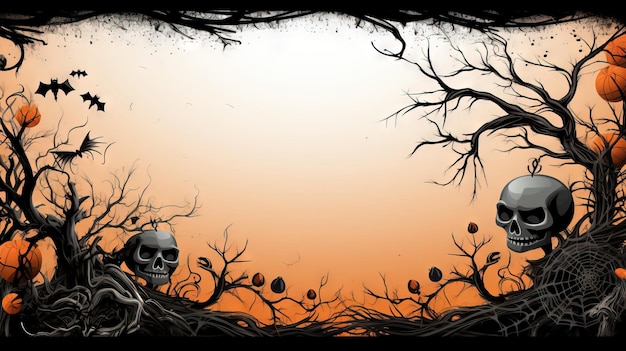 El clipart de la frontera de Halloween espeluznante Ai generó una ilustración de Halloween de alta resolución sobre un fondo blanco