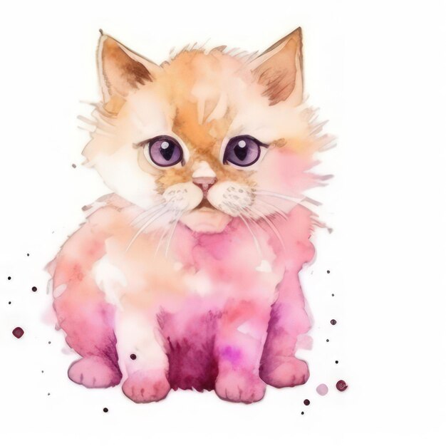 Clipart de gato acuarela imágenes de dibujos animados de gatos de mascotas ilustración de gatito gato lindo fondo blanco