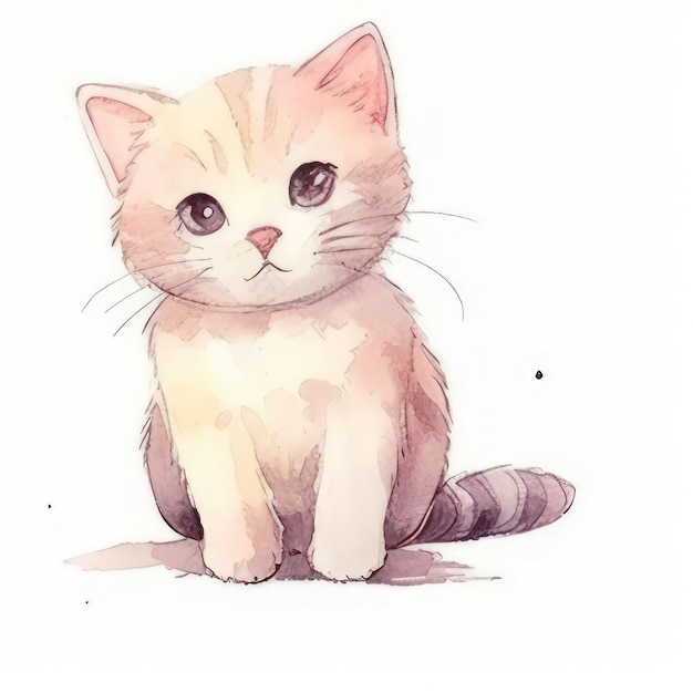 Clipart de gato acuarela imágenes de dibujos animados de gatos de mascotas ilustración de gatito gato lindo fondo blanco