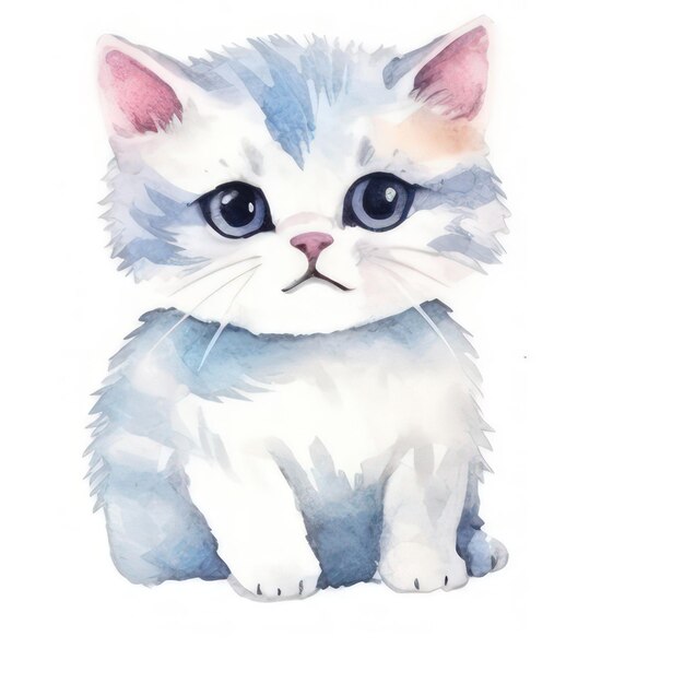 Clipart de gato acuarela imágenes de dibujos animados de gatos de mascotas ilustración de gatito gato lindo fondo blanco