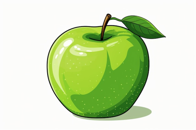 Clipart de manzana verde vibrante en una relación de aspecto de 32