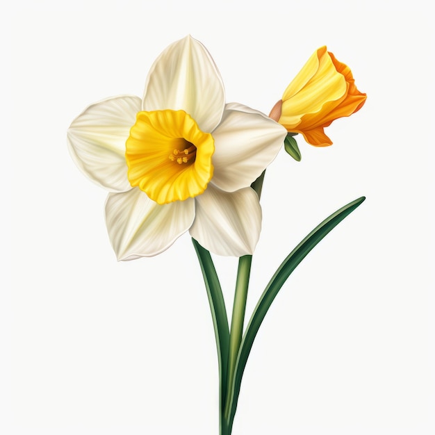 Clipart de narcisos hiperrealistas impresionantes flores de primavera vectores