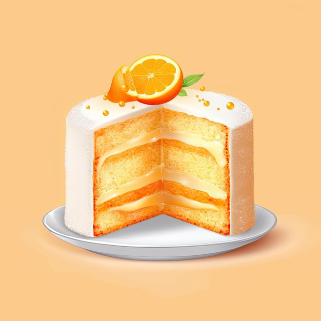 Foto clipart de pastel de gasa de naranja con escarcha de ralladura de naranja