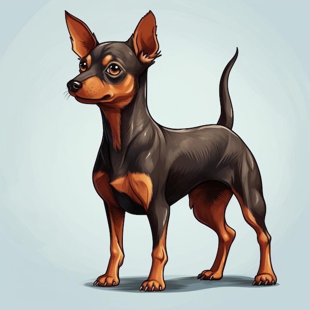 Foto clipart de pinscher en miniatura aislado sobre un fondo blanco