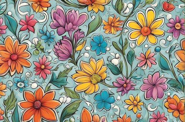 Clipart pintura de fondo ilustración floral colorido 3d