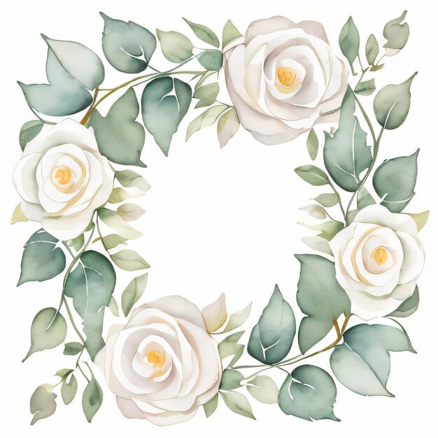 Clipart de rosas blancas en acuarela