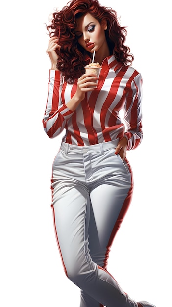 clipart sobre un fondo blanco de una mujer está comiendo helado