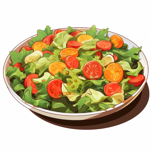Clipart vetorial colorido de salada de alface e tomate